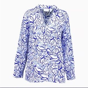 Martha Stewart printed linen button down medium